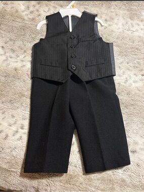 Boys Black Pinstripe Vest and Pants Set